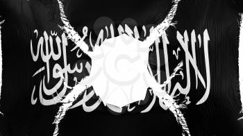Black Jihad flag with a hole, white background, 3d rendering