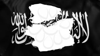 Tattered Black Jihad flag, white background, 3d rendering