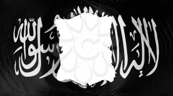 Square hole in the Black Jihad flag, white background, 3d rendering