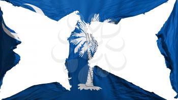 Destroyed South Carolina state flag, white background, 3d rendering