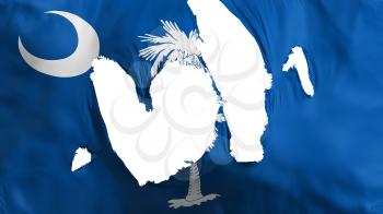 Ragged South Carolina state flag, white background, 3d rendering