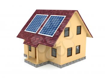 Royalty Free Clipart Image of Solar Panels on a House