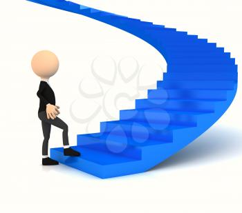 Royalty Free Clipart Image of a Businessman Walking Up the Stairs