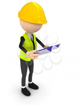 Royalty Free Clipart Image of an Engineer With a Blueprint