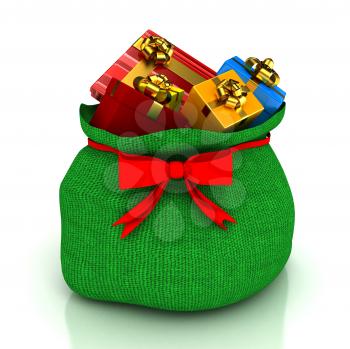 Royalty Free Clipart Image of a Bag of Christmas Presents