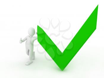 Royalty Free Clipart Image of a Person Beside a Checkmark