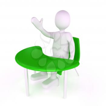 Royalty Free Clipart Image of a Person at a Desk