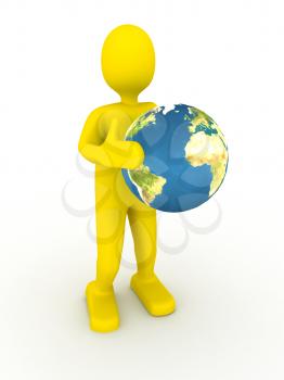 Royalty Free Clipart Image of a Businessman Holding a Globe