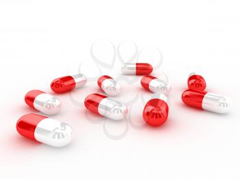 Royalty Free Clipart Image of a Bunch of Pills