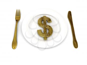 Royalty Free Clipart Image of a Plate With a Dollar Sign