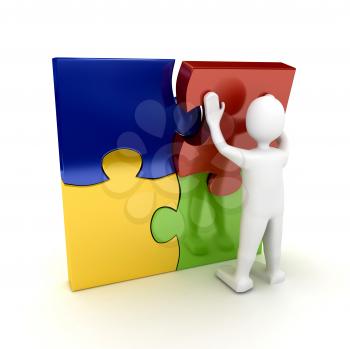 Royalty Free Clipart Image of a Person With a Puzzle