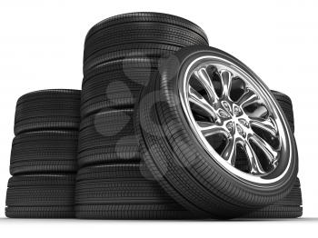 Royalty Free Clipart Image of a Stack of Tires