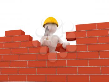 Royalty Free Clipart Image of a Person by a Brick Wall