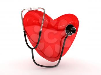 Royalty Free Clipart Image of a Stethoscope on a Heart