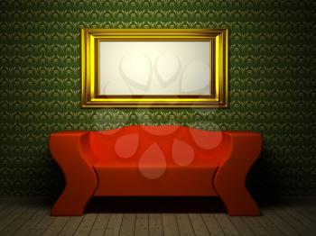 Royalty Free Clipart Image of a Room With a Picture