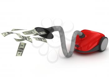 Royalty Free Clipart Image of a Vacuum Cleaner and Money