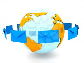Royalty Free Clipart Image of a Globe With an Envelope