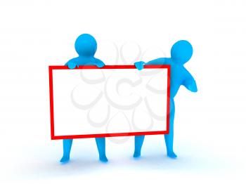 Royalty Free Clipart Image of People Holding a Banner