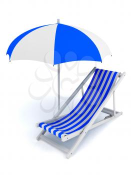 Royalty Free Clipart Image of a Chair Under an Umbrella