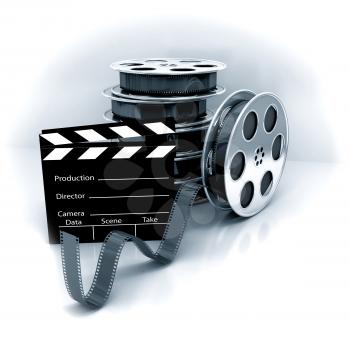 Royalty Free Clipart Image of Stacks of Film Reels