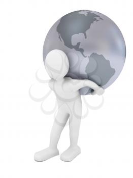 Royalty Free Clipart Image of a Person Carrying the World