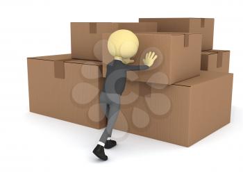 Royalty Free Clipart Image of a Person With Boxes