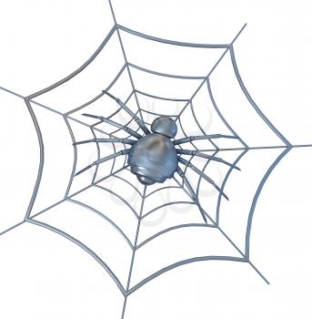 Royalty Free Clipart Image of a Spider in a Cobweb