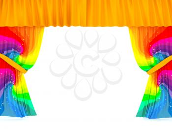 Royalty Free Clipart Image of Colourful Curtains