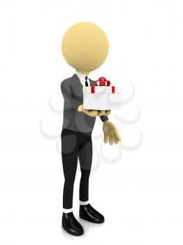 Royalty Free Clipart Image of a Person Holding a Present