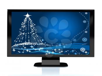 Royalty Free Clipart Image of a Television With a Christmas Screen
