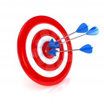 Royalty Free Clipart Image of Arrows on a Target