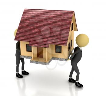 Royalty Free Clipart Image of People Carrying a House