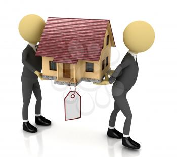 Royalty Free Clipart Image of People Carrying a House