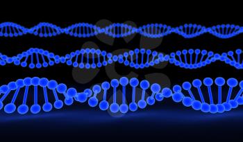 DNA Strands over black background. computer generated image