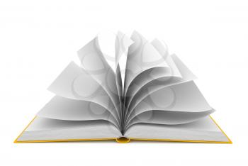 Open book over white background. Computer generated image