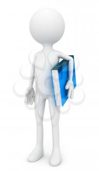 3d man and blue book. computer generated image
