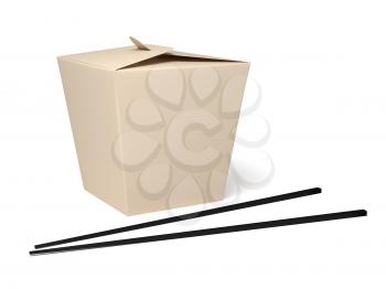 Chinese food box with white background. 3d rendered