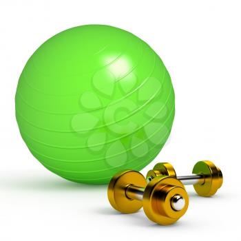 Green fitness ball isolated on white. 3d render