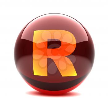 Royalty Free Clipart Image of a Sphere Letter 'R'