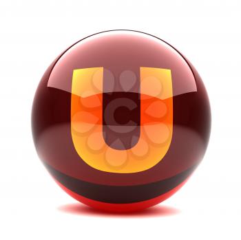 Royalty Free Clipart Image of a Sphere Letter 'U'