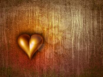 Royalty Free Clipart Image of a Heart on a Grungy Wall