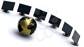 Royalty Free Clipart Image of a Earth and Computers