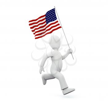 Royalty Free Clipart Image of a Man Holding an American Flag