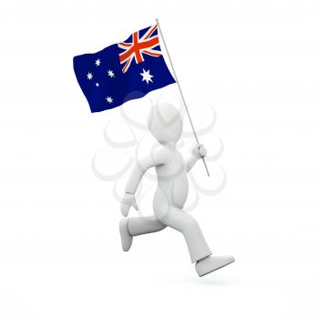 Royalty Free Clipart Image of a Man Holding New Zealand's Flag