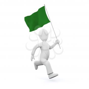Royalty Free Clipart Image of a Man Holding Libyan's old Flag