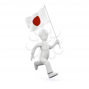 Royalty Free Clipart Image of a Man Running eith the Flag of Japan