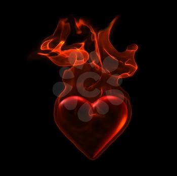 Royalty Free Clipart Image of a Fiery Heart