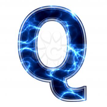 electric 3d letter isolated on a white background - q
