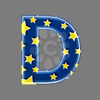 3d letter with star pattern - D