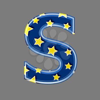 3d letter with star pattern - S
